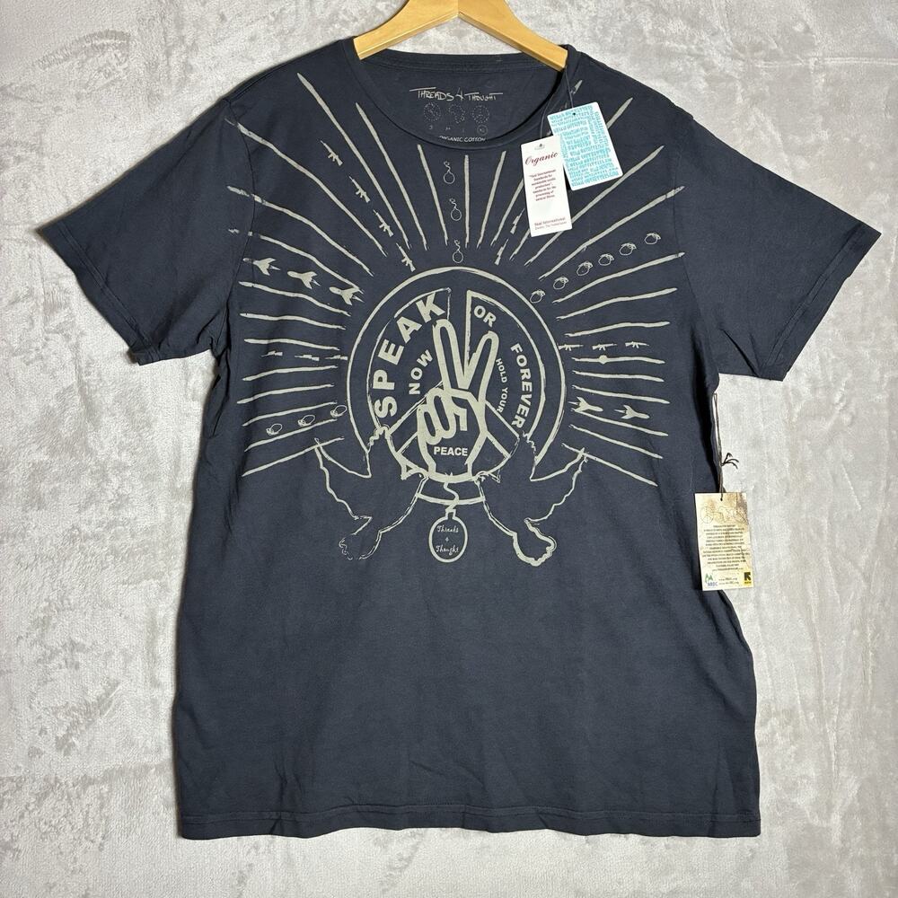 Threads 4 Thought Speak Now Or Forever Hold Your Peace Graphic T-Shirt Grey XL